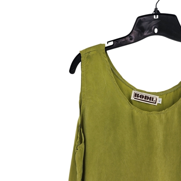 Bodil Women's Solid Peasant Style Lightweight Tank Top Green- L - Picture 2 of 7
